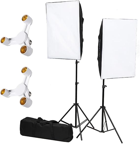 50x70cm Softbox 3 Duylu Ikili Sürekli Işık Seti Foto Video Ürün Çekim Makyaj 50x70 Softbox Çantalı