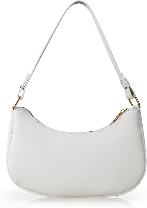 Small Shoulder Bag, PU Leather Ladies Handbags Small Shoulder Bag for Women, Stylish Crescent Bag Half Moon Bag with Zipper for Dating, Shopping, Travel
