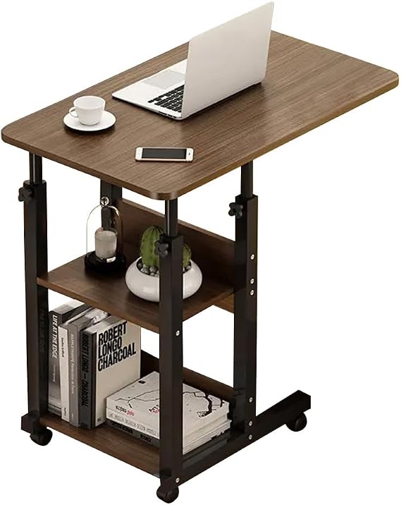 Warmiehomy Overbed Table with Wheels Height Adjustable Table, 60x40x68-85cm