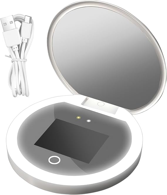 UV Mirror Sunscreen Test Smart Portable Foldable 2-Sided | Makeup Mirror for Home, Car, Vanity, Travel