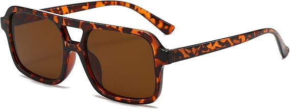 Retro Square Sunglasses for Women Men 70s Tinted Pilot Rectangle Sun Glasses Trendy Classic Shades Eyewear