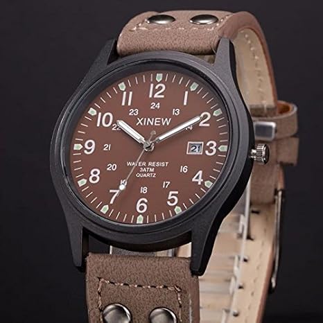 Vintage Waterproof Sport Classic Men's Quartz Strap Leather Watch Date Men's Watch Solar Atomic Watches for Men