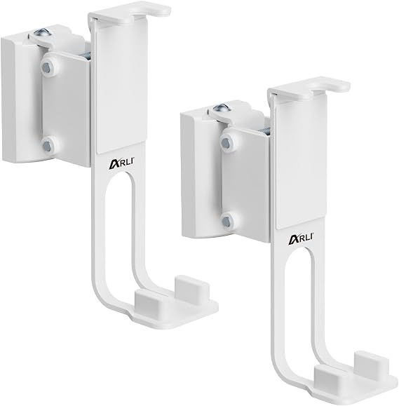 ARLI 2 x Wall Mount Suitable for Sonos One/One SL/Play:1 Adjustable Speaker Mount Speaker Wall Mount Swivel Rotatable Tilting Cable Guide & Mounting Material - Pair White
