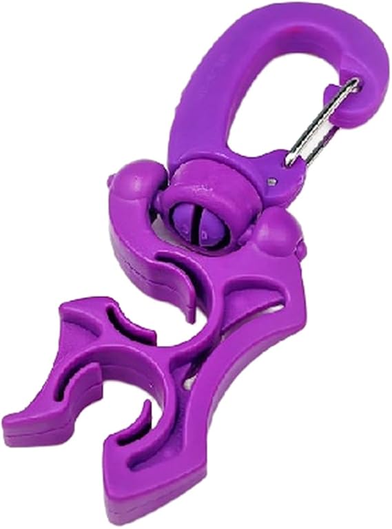 Scuba Diving Hose Clip with Fast Release Buckle for BCD and Regulator Hoses Featuring 304 Stainless Steel for Saltwater Resistance (Purple)