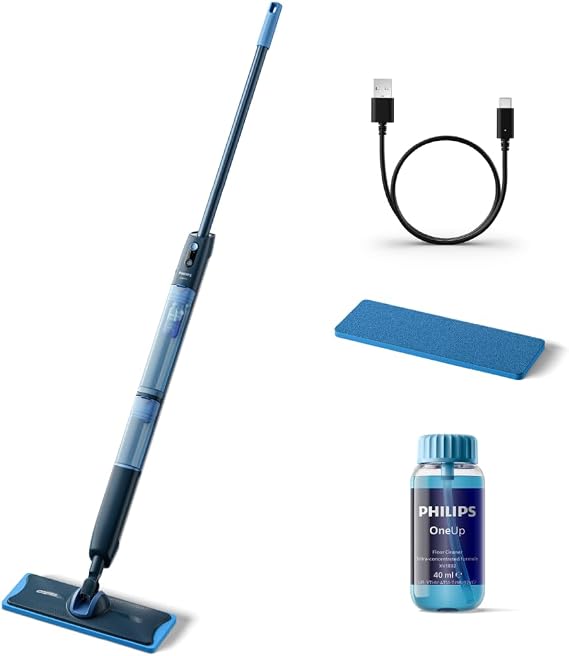 Philips OneUp 5000 Serisi Elektrikli Mop, Kablosuz, Bakterilere karşı %99,9 etkili, 360 derece başlık ile zahmetsiz kullanım, (XV5113/01)