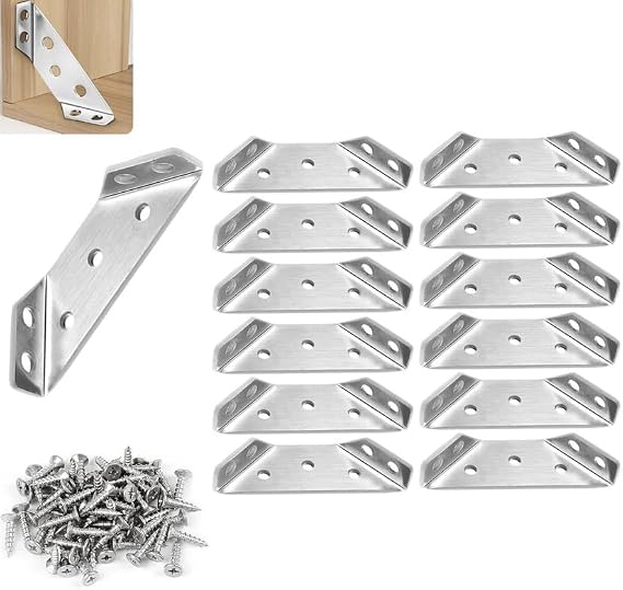 12 PCS Corner Connector, Stainless Steel Corner Connector with Screws