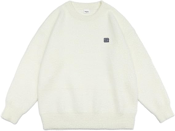Men's Mohair Sweaters Long Sleeve Slim Warm Round Neck Pullover