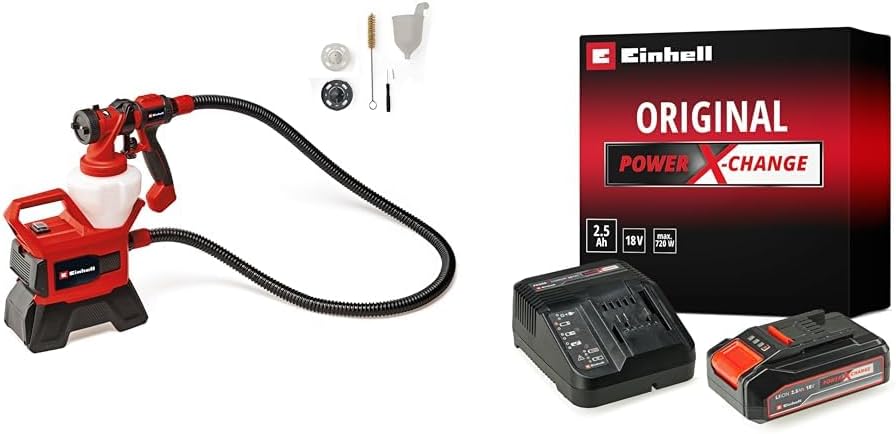 Einhell TE-SY 1890 Li - Solo, Cordless Spray Paint System and Einhell 18V 2.5 Ah PXC Starter Kit Startup Set