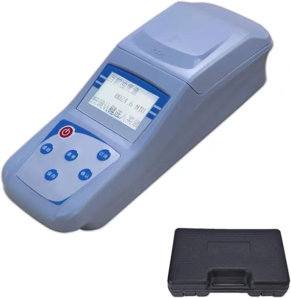 Portable Turbidity Meter Kit, 0-1000NTU Handheld Precise Turbidity Detector With Backlit LED Display, 7 Calibration Points, for Laboratory, Swimming Pool, Food Testing, Industry