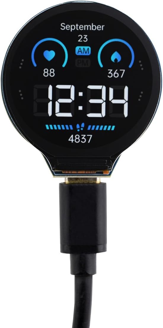 Waveshare ESP32-S3 Development Board, 32-Bit LX7 Dual-Core Processor, Integrates GC9A01 Display Driver Chip, With 1.28inch IPS Round LCD, 240×240 Resolution, Supports WiFi
