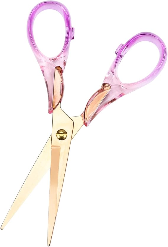 Buqoo Multipurpose Office Scissors Acrylic Purple and Red Gradient Colors Stainless Steel Scissors 6.3 Inches Paper Cutting Tool Arts Fabric Crafts