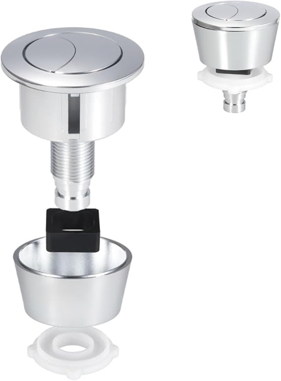 1 PC Universal Toilet Push Button Flush Replacement, Chrome Silver