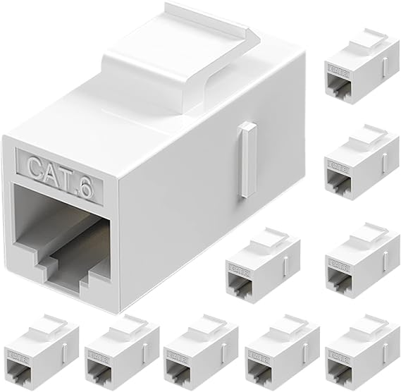 RJ45 Keystone Jack Coupler, CAT6 Ethernet Insert Coupler Female to Female Inline Extender by , 10 Pack White