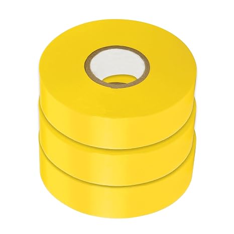 Dapetz ® Yellow Electrical Tape, 18mm x 33m, Strong Self-Adhesive PVC Insulation Tape for Insulating, Repairing and Protecting Electrical Wires, 3 Rolls