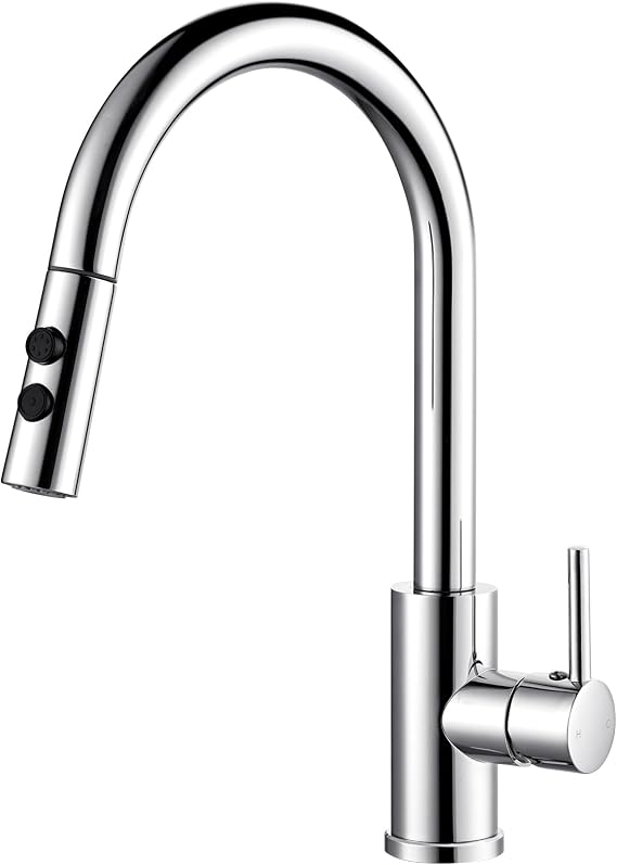 Hapilife Kitchen Taps with Pull Out Spray Chrome Single Lever Dual Function [Energy Class A++]