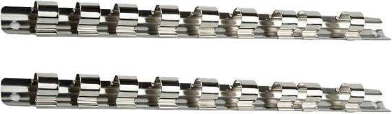 Socket Rack Holder Featuring 8 Clips On Rail For Secure Storage Of 1/4 Inch 3/8 Inch 1/2 Inch Sockets Wall Mount Organizer For Garage And Workshop Use(1-4)