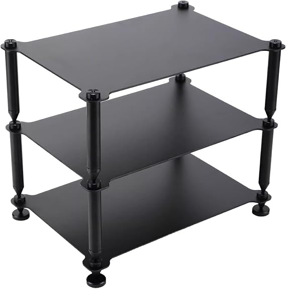 Audio Rack Tower - 3-Layer Component Stand, Heavy-Duty Aluminum Frame, Desktop Organizer for Amplifiers and DACs