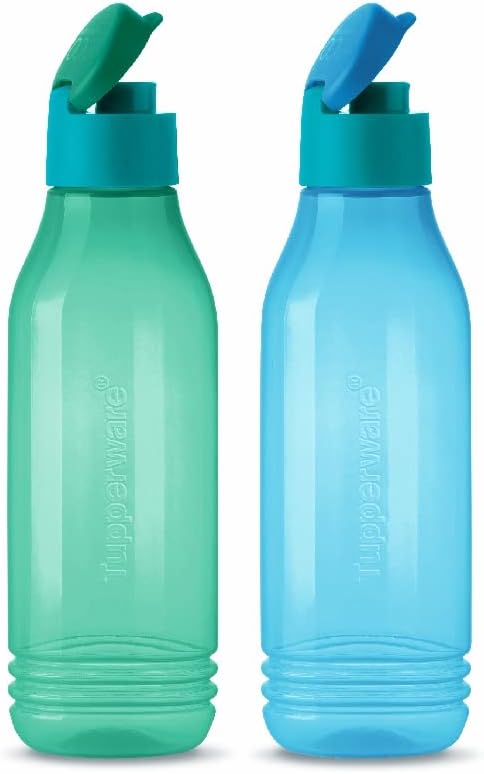 Tupperware ECO SIP Triangular Water Bottles, 750 ml, (Set of 2), Green & Blue