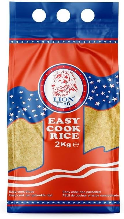 Lion Head Easy Cook Rice 2kg – Premium Long Grain Rice, Fluffy Non-Sticky Texture, Ideal for Jollof, Fried Rice & Everyday Meals