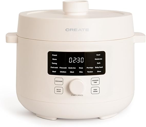 CREATE /PRESSURE COOKER STUDIO/Programmable Multifunction Electric Pressure Cooker 4L Off White/15 Functions, 24h Timer, Non-Stick Ceramic Coating, Safety Valve, 1200W