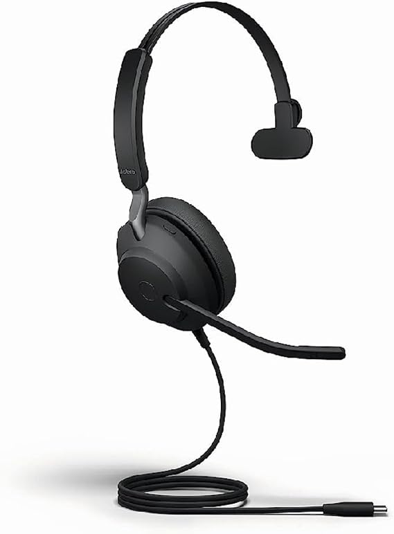 Jabra Evolve2 40 SE Wired Noise-Cancelling Mono Headset With 3-Microphone Call Technology and USB-A Cable - MS Teams Certified, Works with All Other Platforms - Black