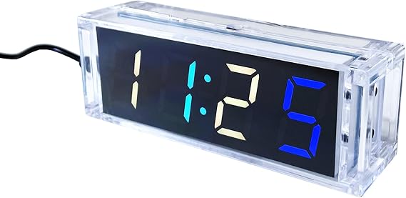 EIELE Electronic Clock Soldering Set Multicoloured Display with Free Adjustment Practical Learning Program for Soldering Enthusiasts (Soldering Required)