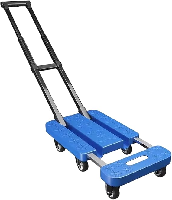 Retractable Portable Folding Trolley 6 Wheels 300 LB Flexible Flatbed
