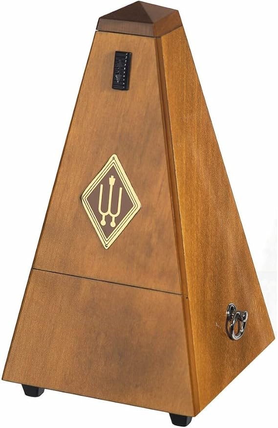 Wittner Metronome Taktell - Pyramid Shape System Maelzel - Series 810 - Solid Wood Case - With Bell - Nut brown High Gloss 813 - Mechanical Wind-Up - No Batteries Required - Made in Germany