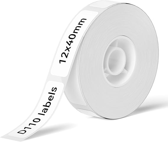 NIIMBOT Termal Etiket Makinesi Kağıdı 0,47 "× 1,57" Beyaz Çıkartmalar Su Geçirmez Yırtılmaya Dayanıklı Yedek D11/D110 Etiket Yazıcısı Ofis ve Ev 160 Etiket/Rulo (12 × 40mm)
