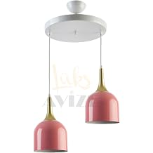 Fer Avize Reına Modern Tasarım Metal Başlık Pembe Renk Sarkıt Cafe - Mutfak 2 Li Avize