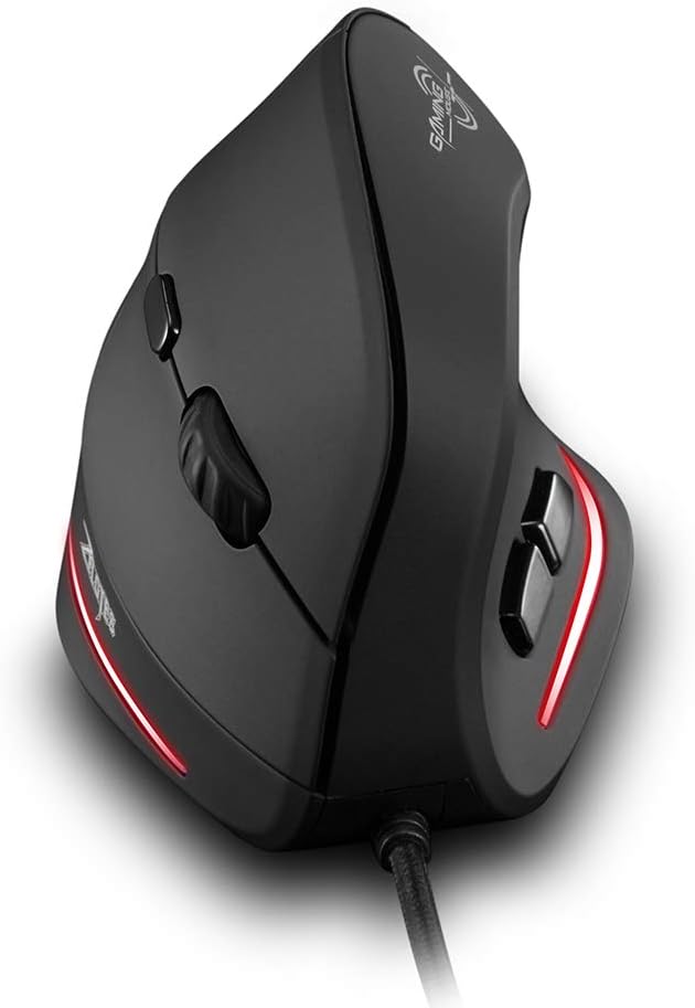 Zelotes Dikey Fare,3200DPI Ergonomik Fare,6 Tuşlu Bilgisayar Faresi,USB Kablolu Faresi,Kablolu Mouse,Siyah