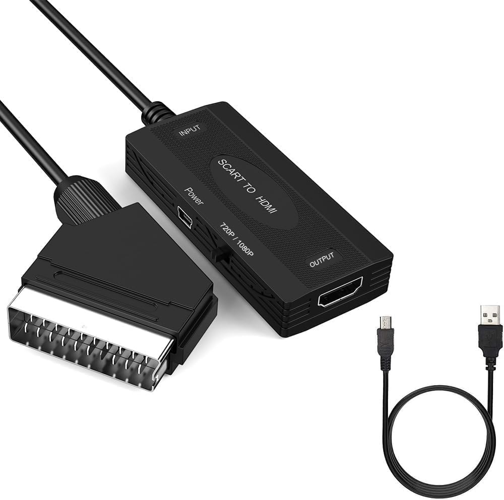 Coverzone SCART to HDMI Dönüştürücü Adaptör, SCART Görüntü ve Sesi HDMI’ya Çevirme, 720p 1080p Destekli, PAL NTSC Uyumlu, Eski Tip TV DVD VHS İçin | ZR1126