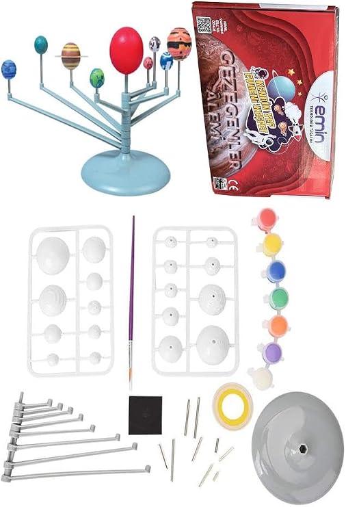 Güneş Sistemi Modeli 1 Paket Gezegen Sistemi Boya Fırça Eğitici Maket Deney Seti Plastik Gezegenler Alemi