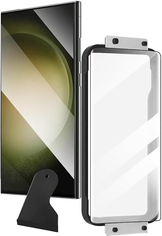 Zore Galaxy ile uyumlu S22 Ultra Hizalama Aparatlı Estek Easy Body Ekran Koruyucu Siyah