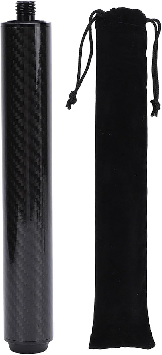 Pool Cue Extension Carbon Fiber, Professional 8 Inch Billiard Cue Stick Extender with Rear Plug for Mezz Cues, Lightweight and Durable Design for Enhanced Stability