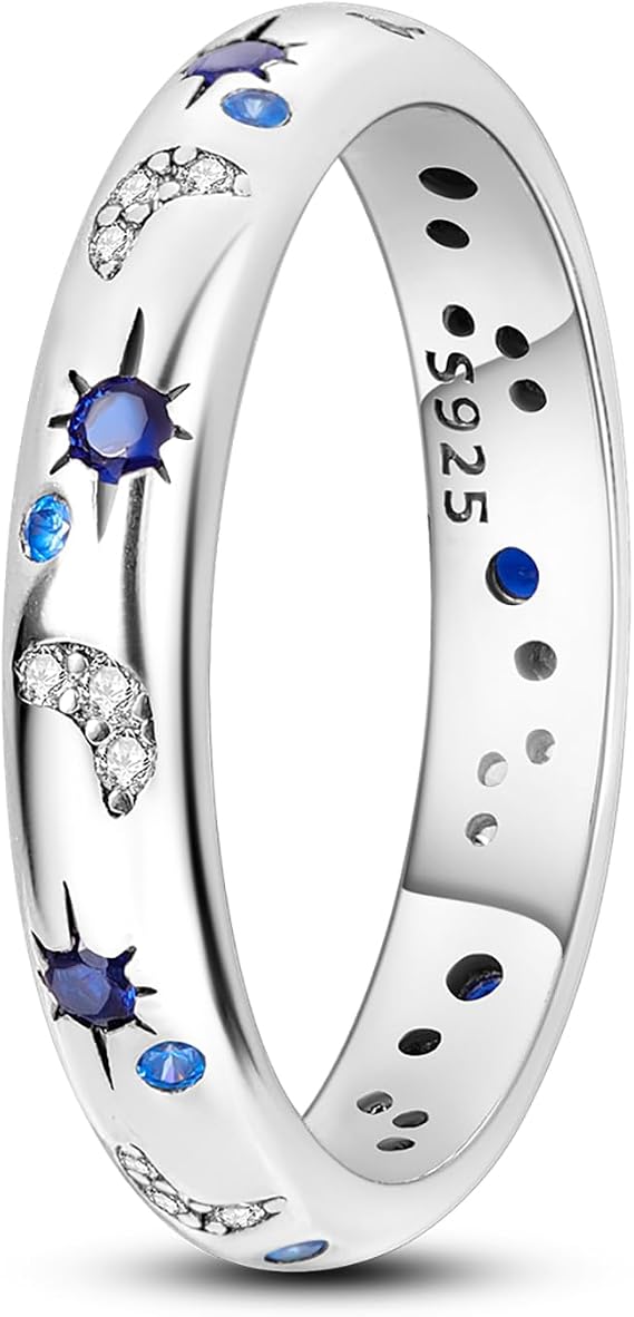 Hapour 925 Sterling Silver Ring for Women,Eternity Gorgeous Rings Stackable Rings for Women as Gifts Ring Size H1/2 - T1/2