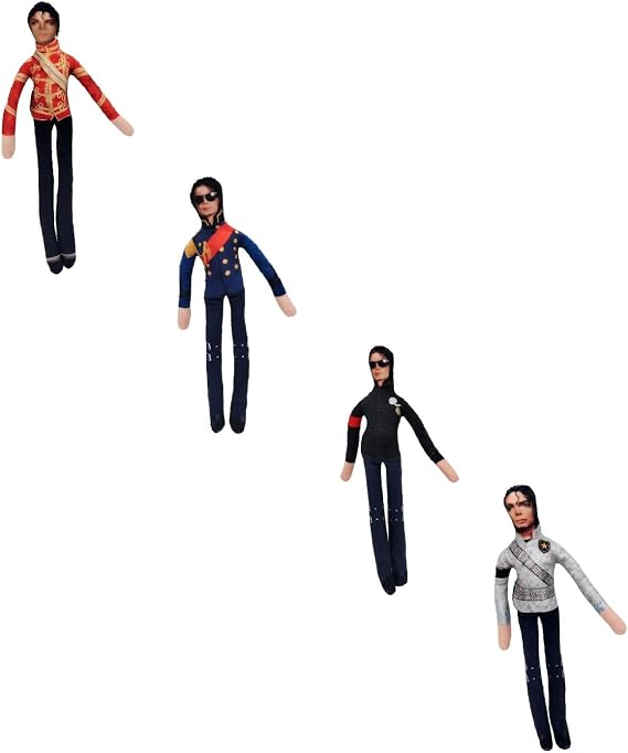 Posable Michael Plush Doll with Bendable Wire Inside, Flexible Stuffed Toy, Multiple Classic Outfit Styles, Tribute To the King of Pop, Christmas Home Decor Ornament for fans’ collection