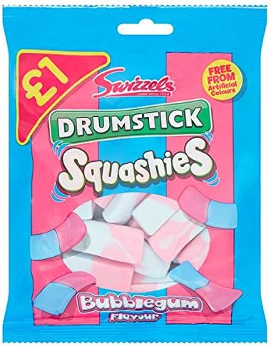 Swizzels Drumstick Squashies Bubblegum Flavour (Pack of 12 x 145g)