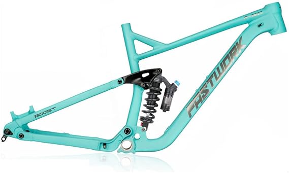 Downhill Suspension Frame 27.5er 29er Mountain Bike Frame 17"/19" Disc Brake Thru Axle Boost MTB Frame XC/DH, with Rear Shock Color: Blue, Size: 27.5x17''