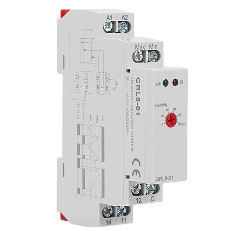 Jadeshay GRL8-01 Liquid Level Control Relay with Level Sensor for Well Button Adjustment, Compact Design, DIN Rail Mount 35mm LED Indicator 10A AC/DC 24-240V