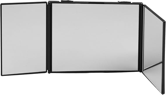 3 Way Mirror Portable Adjustable TriFold Mirror, 360-Degree Folding Shaving and Makeup with Compact Portable Design, Black