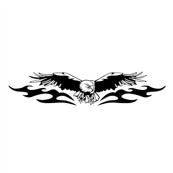 Flying Eagle Self-Adhesive Stickers for Car Hood Bonnet Cover Door Body Side Decals Vinyl PVC Auto Exterior Film Foils (Black)