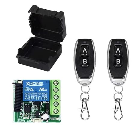 DC 12V Remote Control Switch 433Mhz RF Wireless Relay Receiver Remote Control Light Switch Module Garage Door Remote for Motor, Light, Gate door, DIY Wireless Controller(1 Recever and 2 Transmitter)