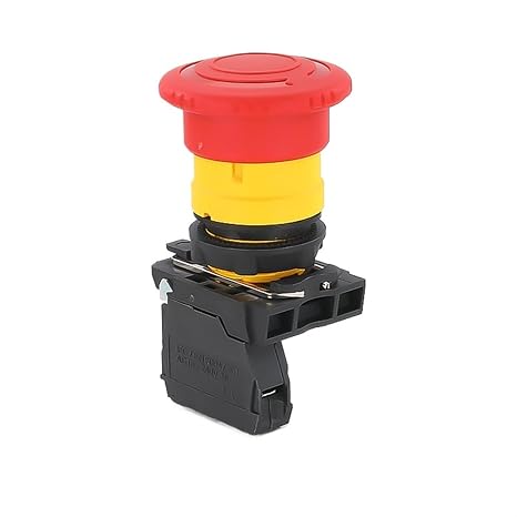 Switches, XB5 Emergency Stop Mushroom Head Push Button Switch Waterproof Latching Turn Release 22mm(Stop Lock,2NO)