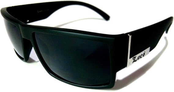 Locs Herren-Sonnenbrille, flache Oberseite, Gangster-Sonnenbrille, schwarzer silberfarbener Rahmen, 91026