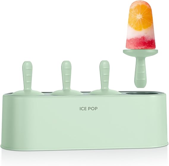 Popsicle Mold Set 4 Pieces Homemade Silicone Popsicle Maker Easy Release Ice Cream Molds Reusable DIY Pop Molds (Green)