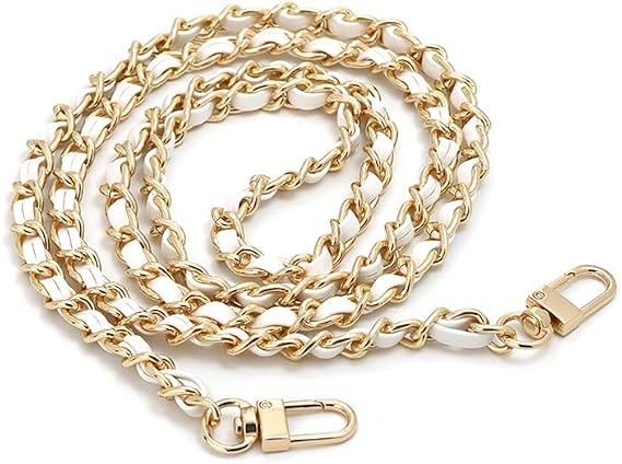Handbag Chain Strap, Gold Alloy Bag Chain Adjustable Handbag Straps Replacement Purse Chains for Shoulder Cross Bag (Gold/White-A)