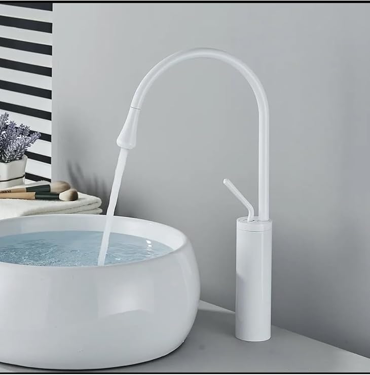 İSAOĞLU YAPI Çanak Lavabo Bataryası Mat Beyaz Lavabo Musluğu Drop Design Armatür Beyaz Musluk