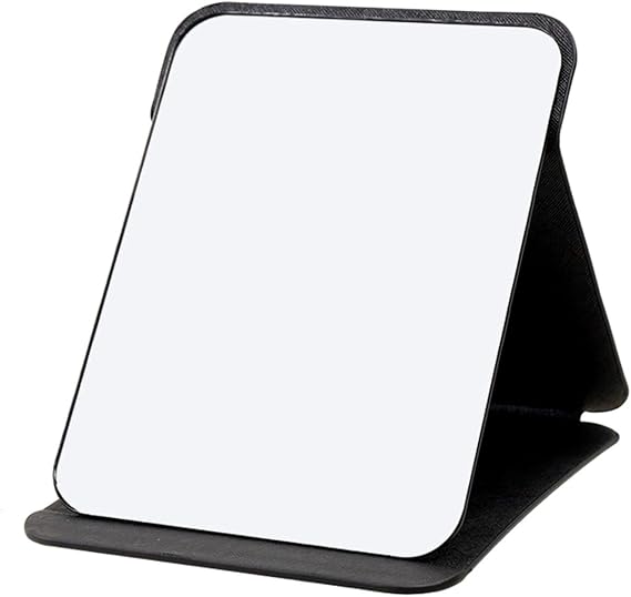 Portable Folding Tabletop Mirror,Super HD Compact Makeup Travel Mirror with PU Leather, Foldable Desktop Vanity Mirror for Men, Women and Girls