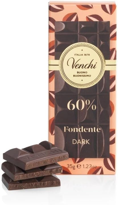 Venchi - Mini 60 Percent Dark Chocolate Bar, 30 g - Made from Select Cocoa Blends - Gluten Free - Vegan